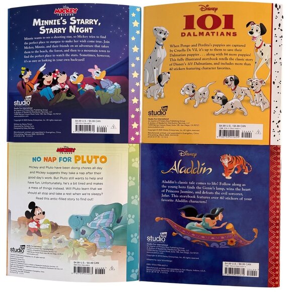 Disney Sticker Storybook Minnie Dalmatian Pluto Aladdin 40+ Stickers Lot of 4 - Picture 2 of 15